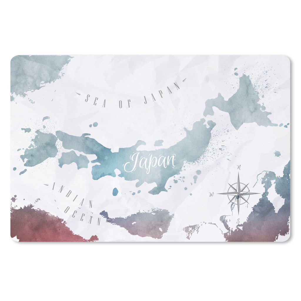 MuchoWow Mauspad Mousepad Weltkarten - Japan - Silber 27x18 cm - Mousepads - Maus Mat - Pad - Mausunterlage - Büroartikel - Desk Matten