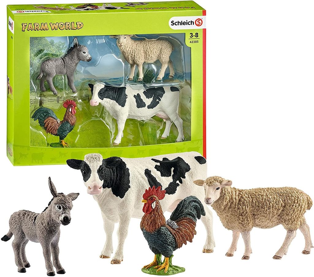 Schleich® Farm World Bauernhof-Tiere Schwein Ferkel und Esel Fohlen Tiereset