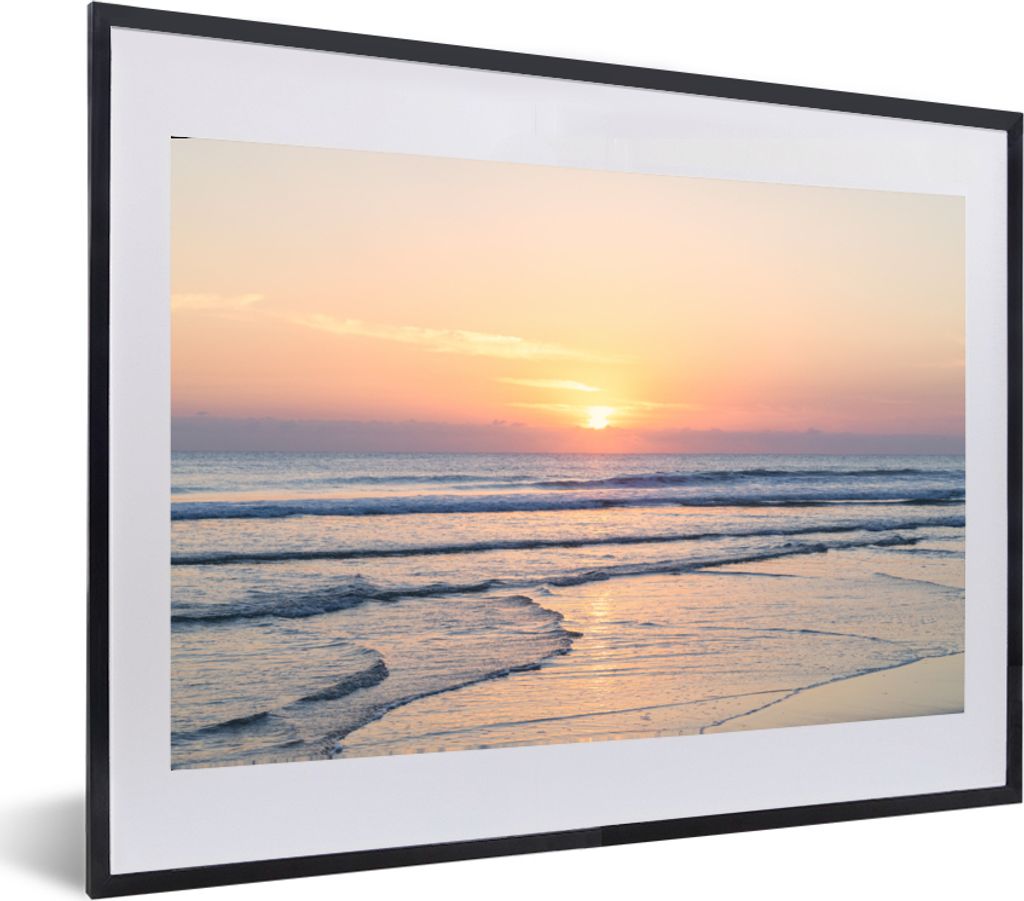 MuchoWow MuchoWow Gerahmtes Poster Meer - Pastell - Sonne 60x40 cm - Poster mit zchwarzem Bilderrahmen - Schlafzimmer - Plakat in Rahmen - Drucken