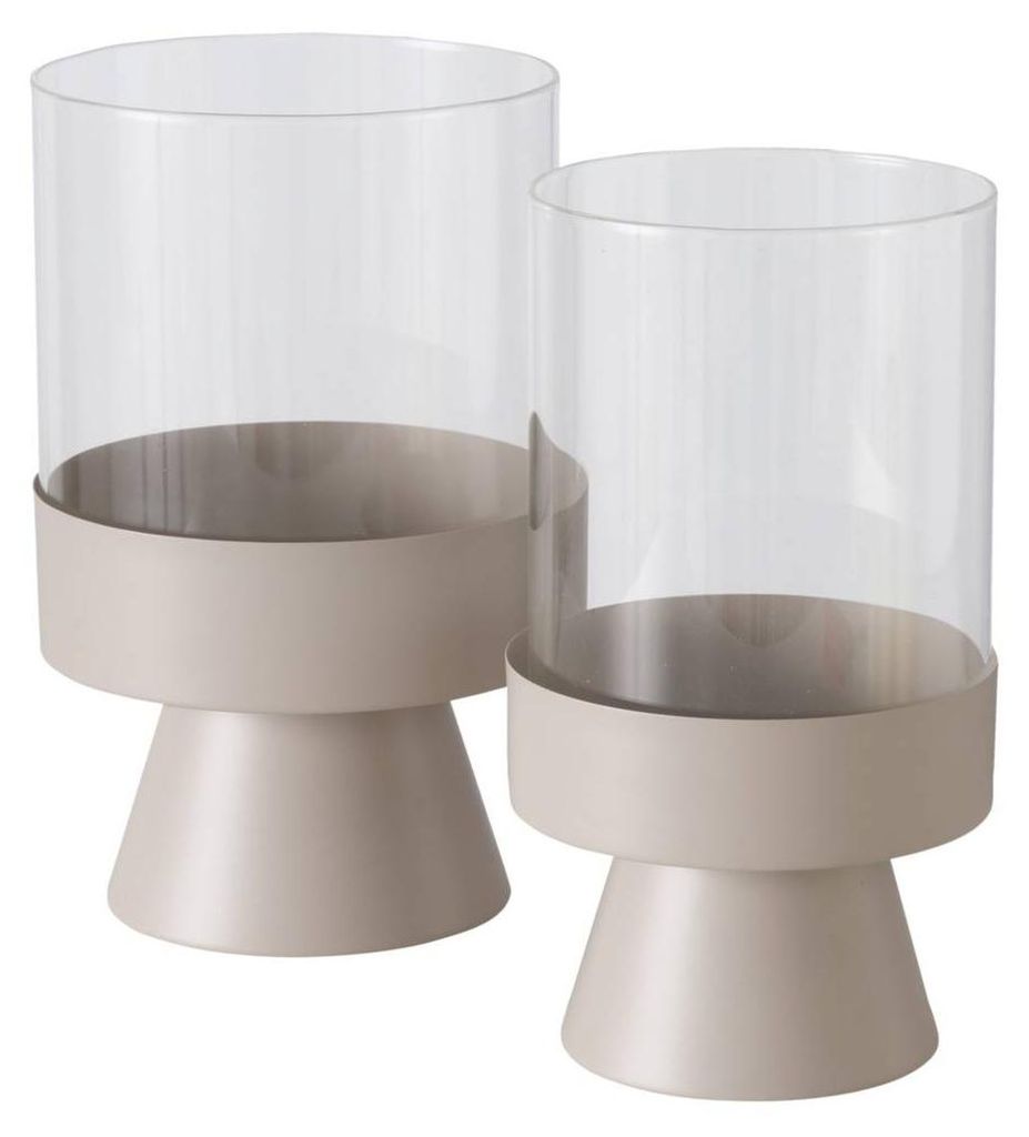 Boltze Windlicht Pallas Leuchter Eisen & Klarglas Beige Produktbild 