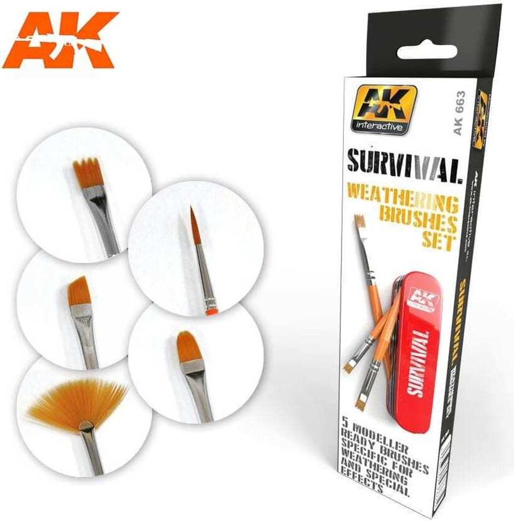 Weathering Master Doppelkopf-Pinsel Set - 5 Stück Für Modellbau & Alterungseffekte