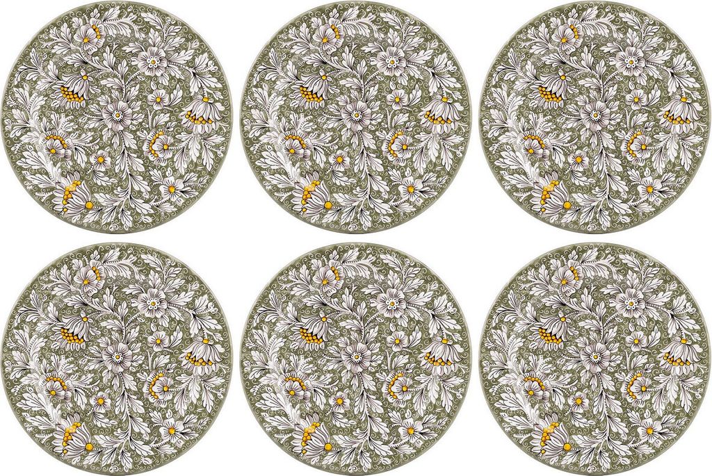 Casa Padrino Luxus Keramik Teller 6er Set Olivgrün Ø 32 cm - Italy