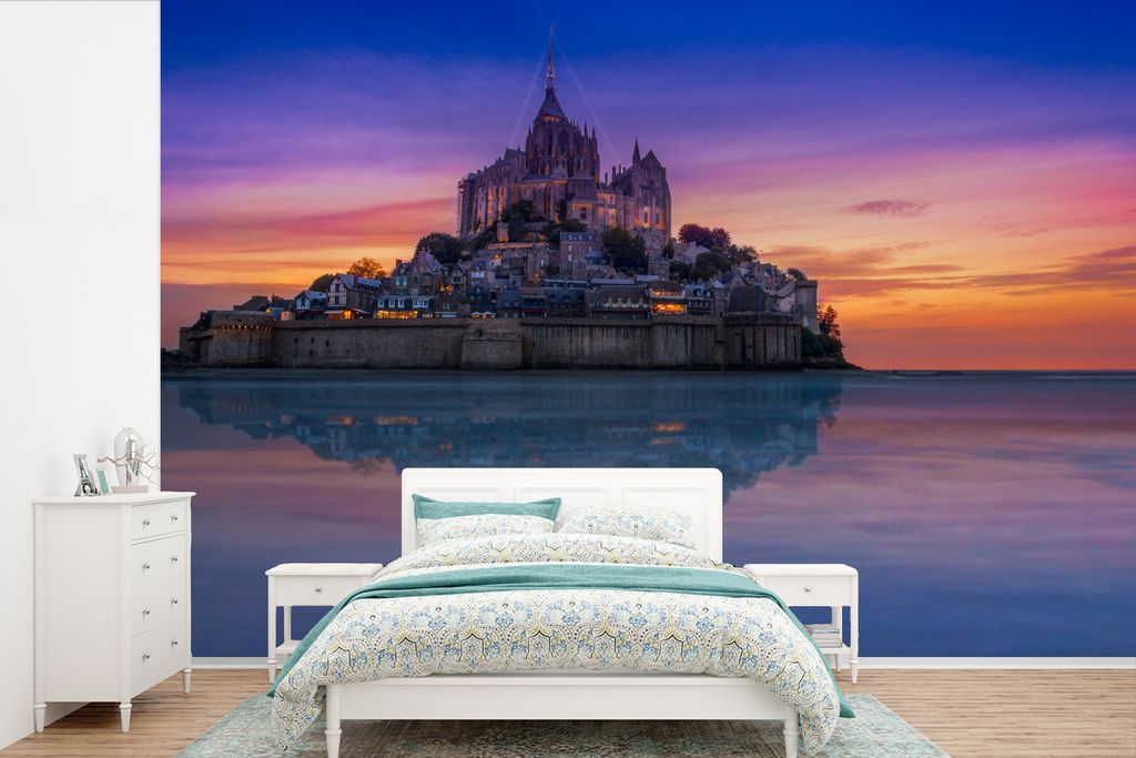 MuchoWow Fototapete für Wohnzimmer oder Schlafzimmer Wandtapete Vinyl Motivtapete Schloss - Horizont - Frankreich - 390x260 cm - Papiertapete