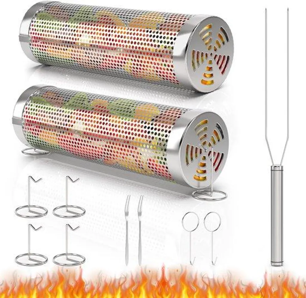 Panier de cuisson pour barbecue en acier inoxydable et sa fourchette