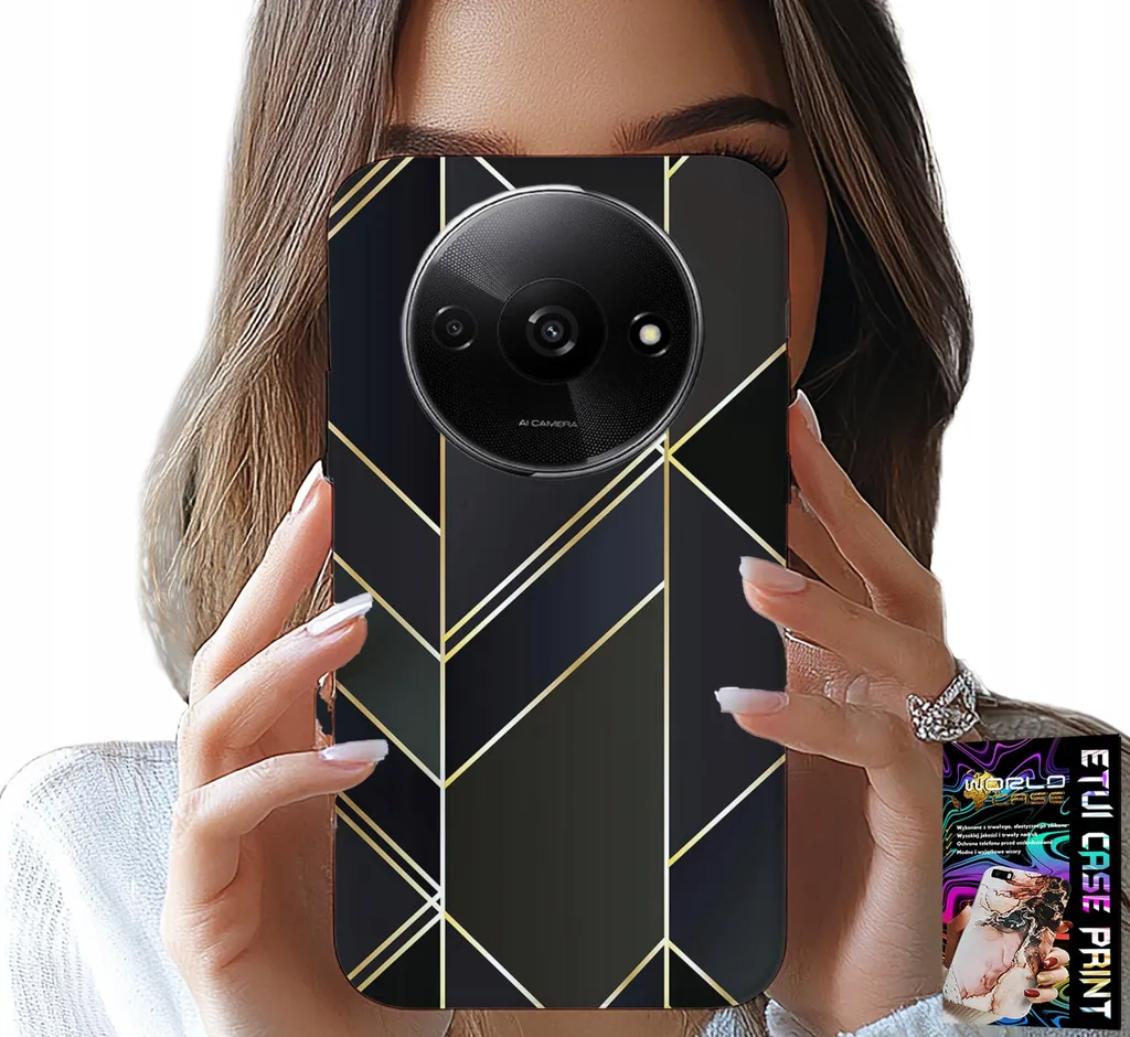 Cover Xiaomi Redmi A3 Gold Frame + Screen Protector - Minimal Lux