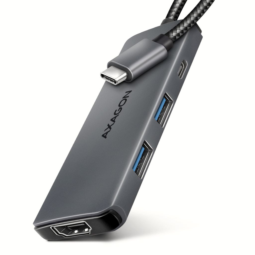 AXAGON Axagon HMC-5H8K USB 5Gbps Hub 2x USB-A USB-C HDMI 8k/30Hz PD 100W kabel USB-C Verkabelt USB 3.2 Gen 1 (3.1 Gen 1) Typ-C Grau