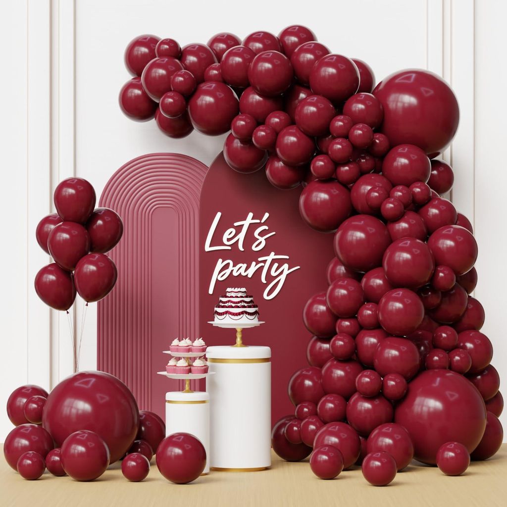 105er Ballonbogen-Set bordeauxrot, 45/38/30/35 cm, Helium, Hochzeit, Geburtstag