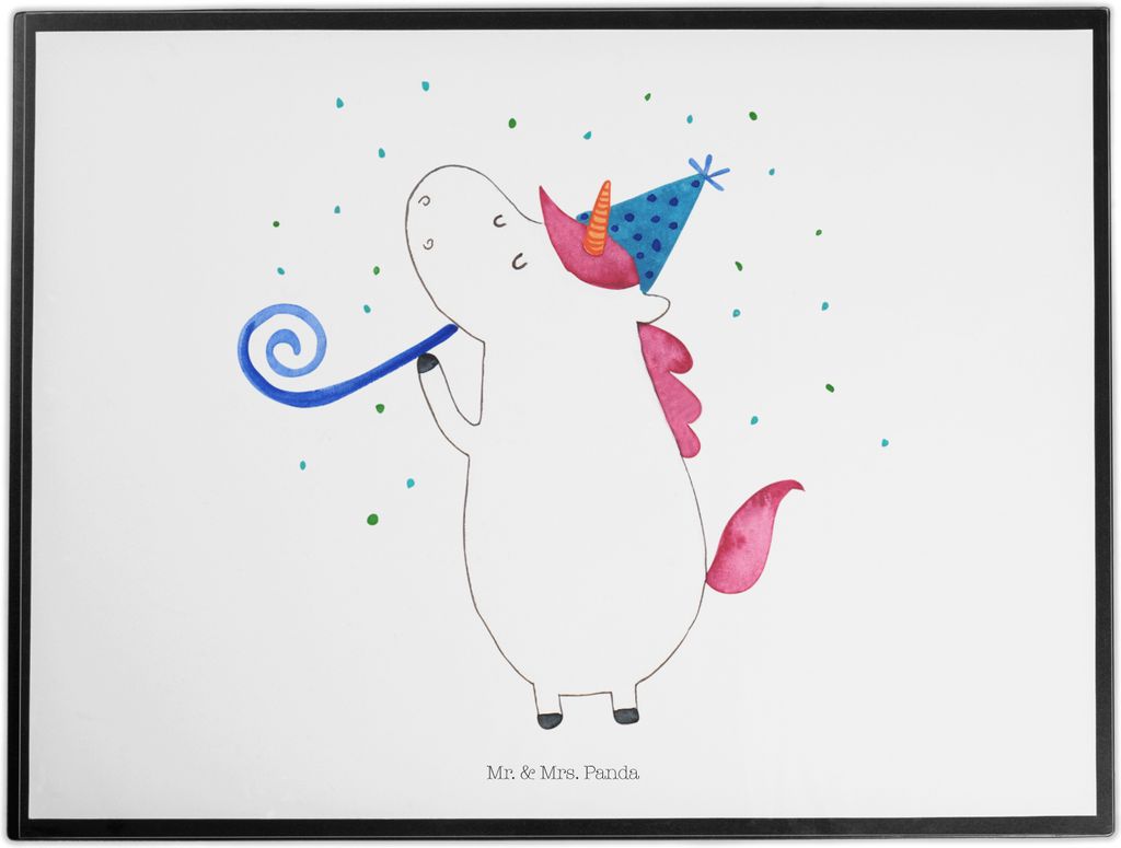 Mr. & Mrs. Panda schreibtischunterlage Einhorn Party - Weiß - Geschenk, Unterlage Schreibtisch, Club, schreibtischunterlagen, Schreibunterlage, Fe...