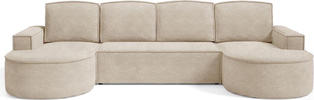 BETTSO FLOW U Schlafsofa mit Schlaffunktion hellbeige in Abriamo Stoff