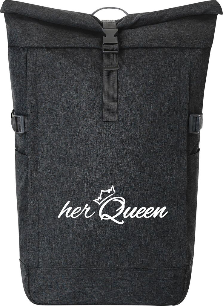 Huuraa Kurierrucksack her Queen Krone 30-44 Liter Black Melange Fairtrade Rolltop Rucksack Geschenkidee