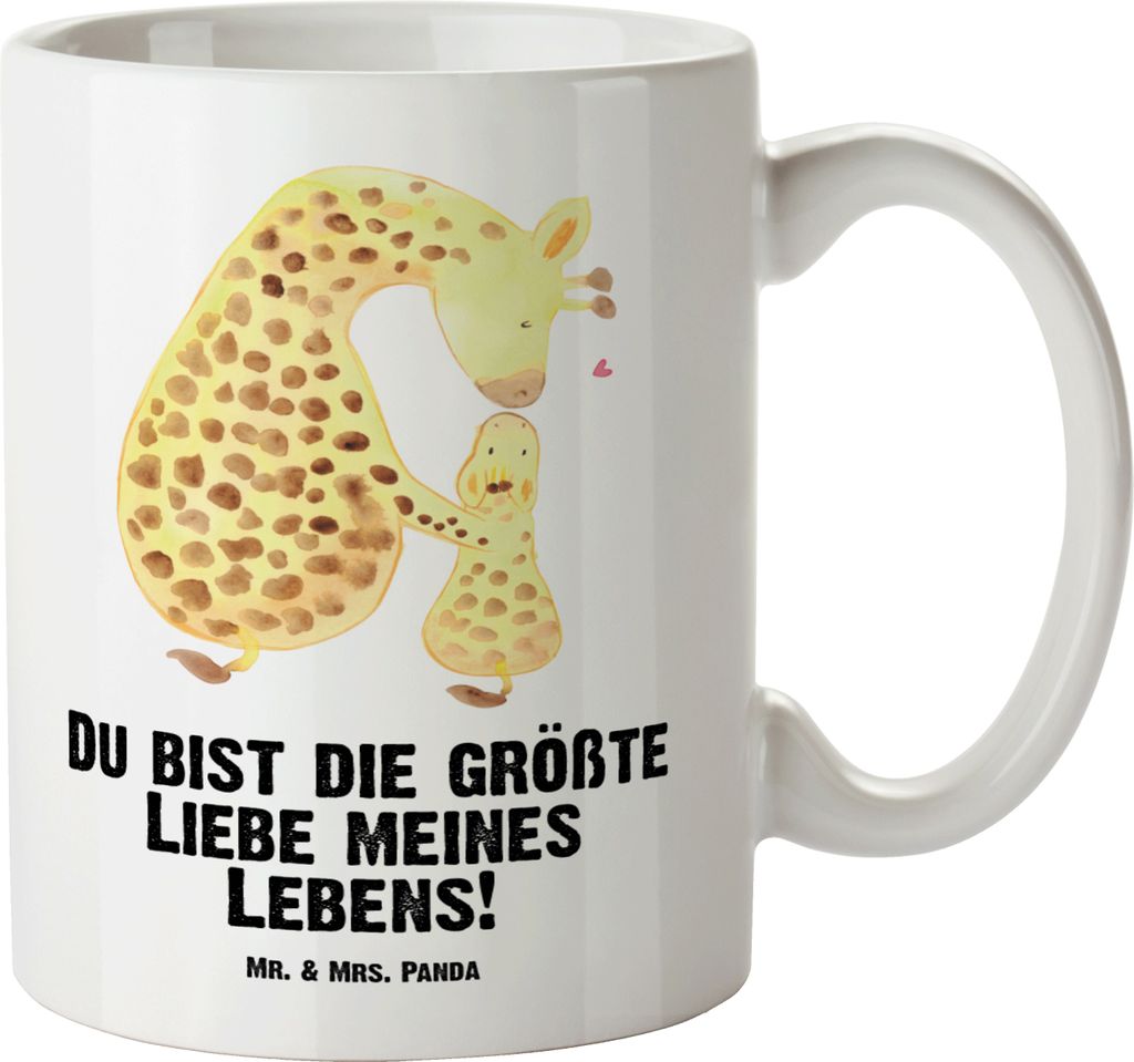 Mr. & Mrs. Panda Große Teetasse Giraffe Kind - Weiß - Geschenk, Haferl, Riesenkaffeetasse, Sohn, weisse tasse, Mutter, Tochter, Wildtiere, Liebli...