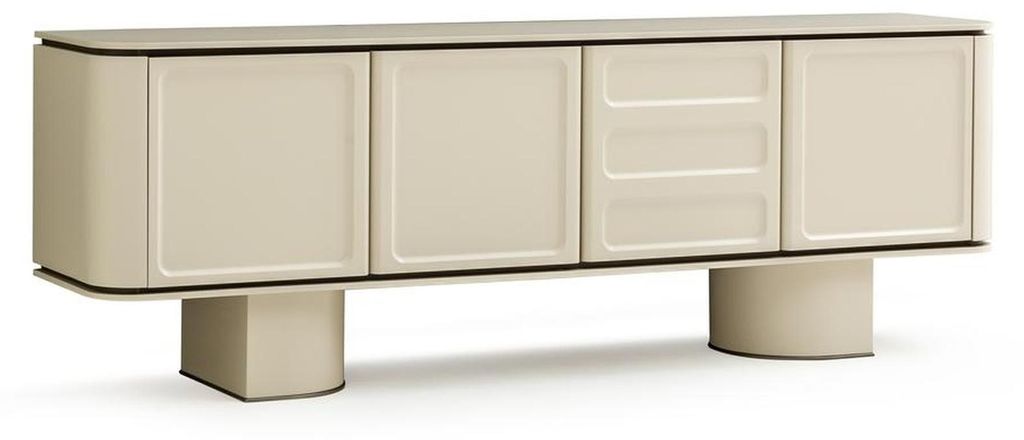 Kommode Moderne Möbel Sideboard Anrichte mit Türen Beige Lowboard Beige