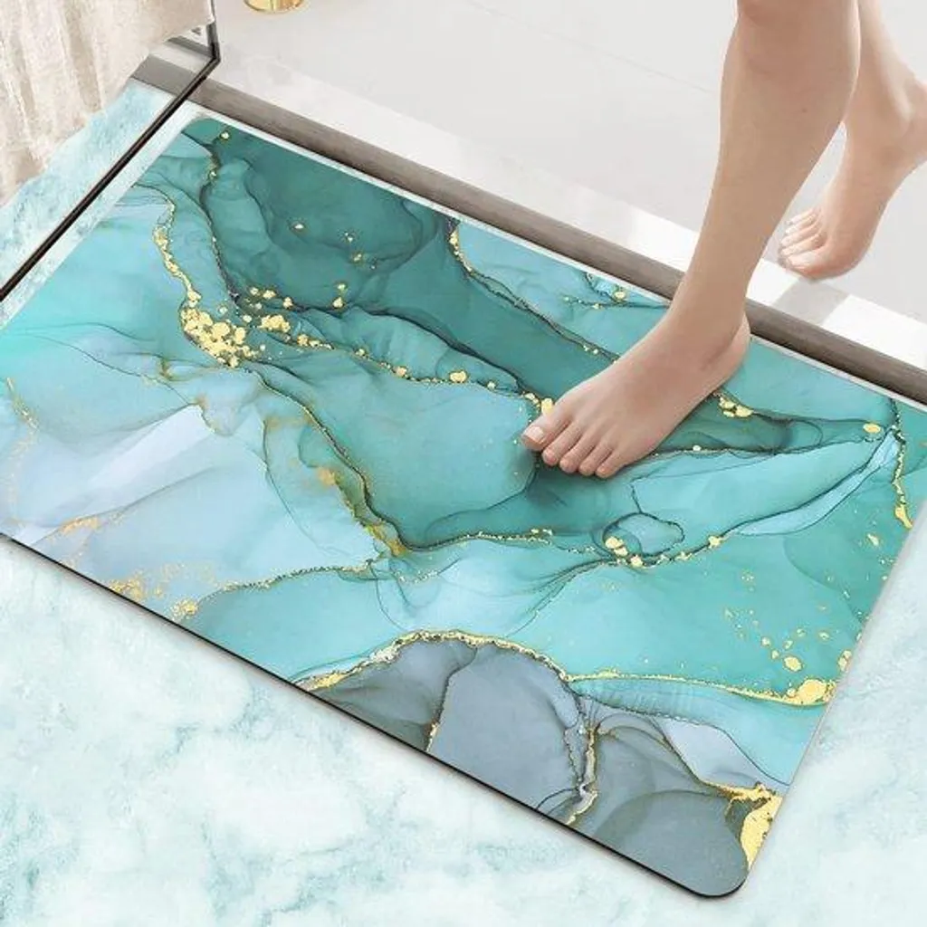 Tapis de bain ultra absorbant 40x60 cm - Vert turquoise et doux