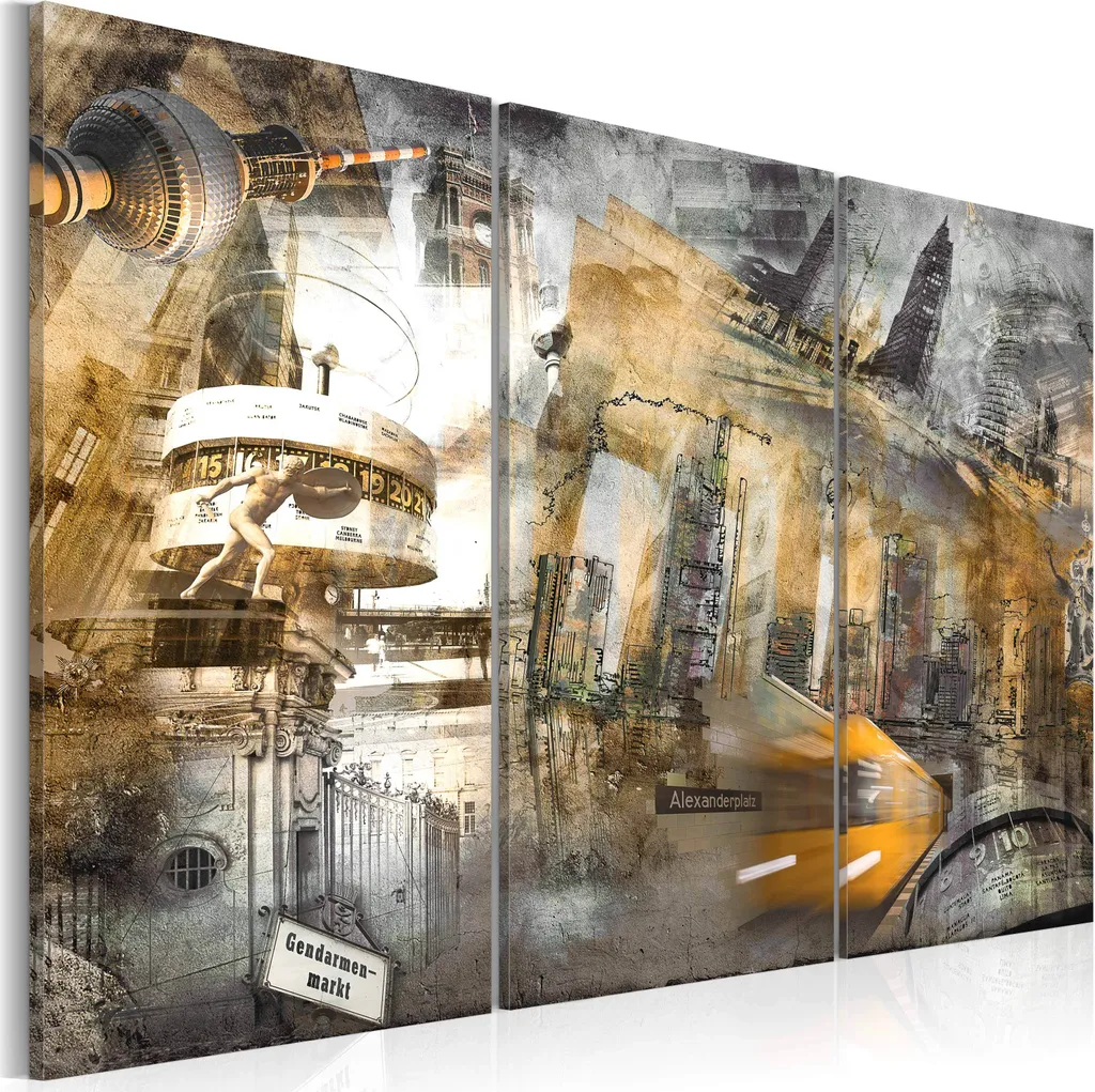 Tableau mural moderne 020113-283 Berlin en 3 pièces 120x80 sur toile