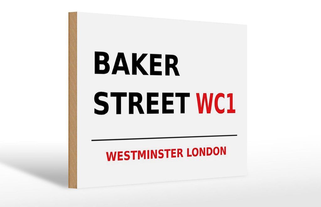Holzschild London 30x20cm Street Baker street WC1