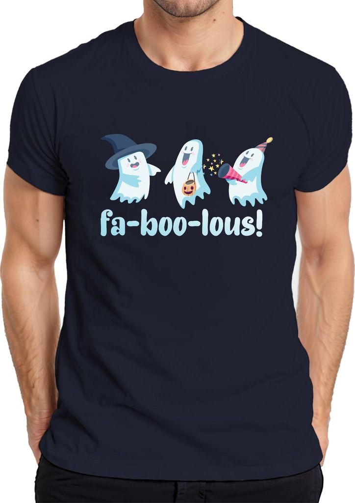 fa-boo-lous! süße Geister Halloween Kinder Party Kostüm Niedlich Herren T-Shirt, Navy, XL