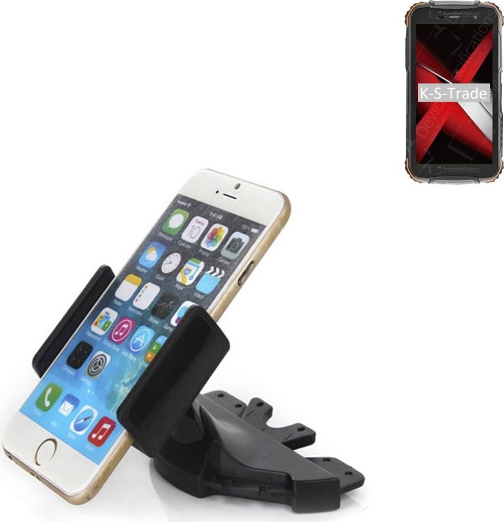 K-S-Trade CD Schlitz Halterung kompatibel mit Doogee S35 Autohalterung KFZ-Halter Radio Handy Halterung 360° drehbar schwarz