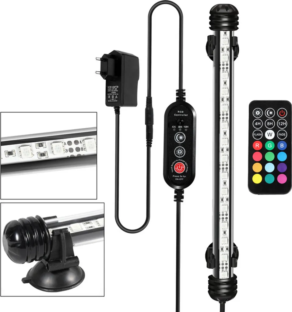 Luce LED RGB Acquario 38.5cm - Sicura per Pesci IP67 Dimmerabile