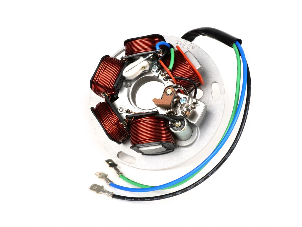Zündung BGM Grundplatte Kontaktzündung, 3 Kabel, 12V, AC für Vespa PX P125 x, P150 x, italienische Ausführung ohne Batterie, mit 4-fach Blinkan...