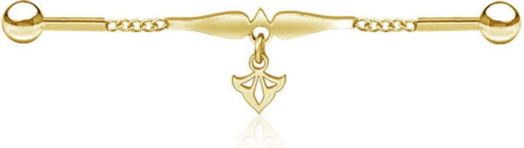 viva-adorno Industrial Piercing Scaffold Kette Anhänger Lilie Lotus Ohr Piercing gold silber Z595, Lilie gold