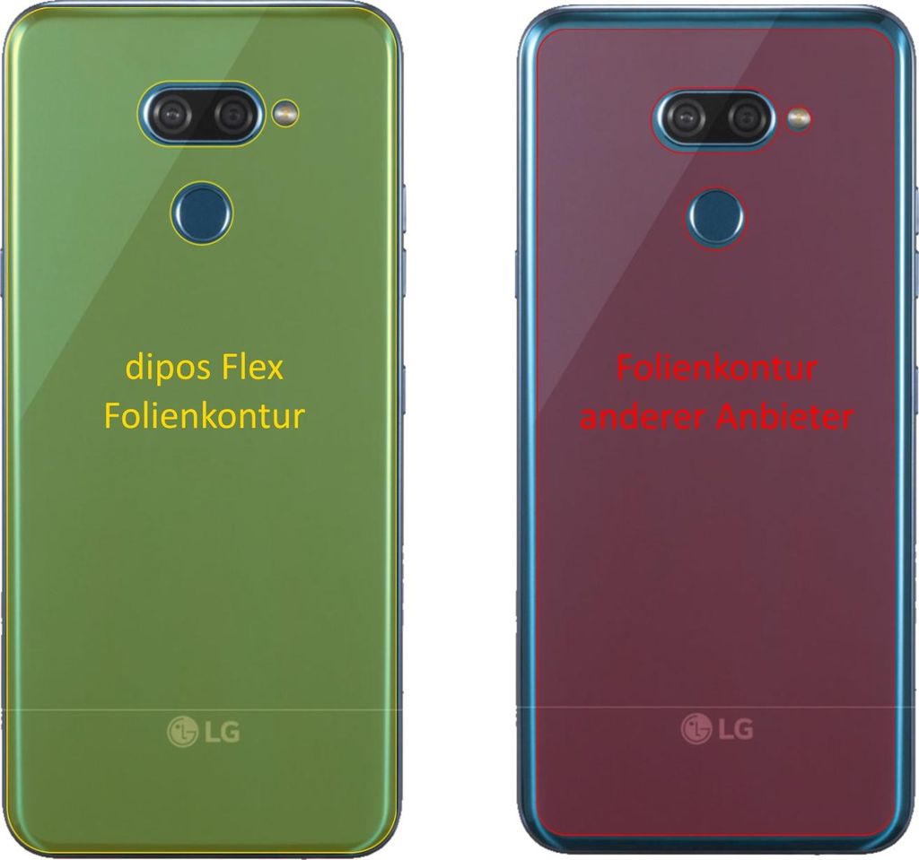 2x Schutzfolie für LG K50 Rückseite Folie, 100% Displayabdeckung, dipos Flex