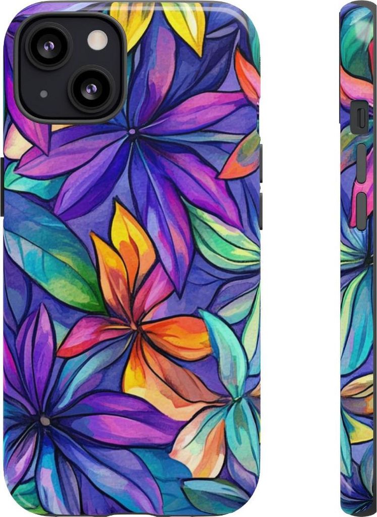 Lebhaftes Aquarell-Blumenmuster in bunten Farben – Hülle Kompatibel mit iPhone 13