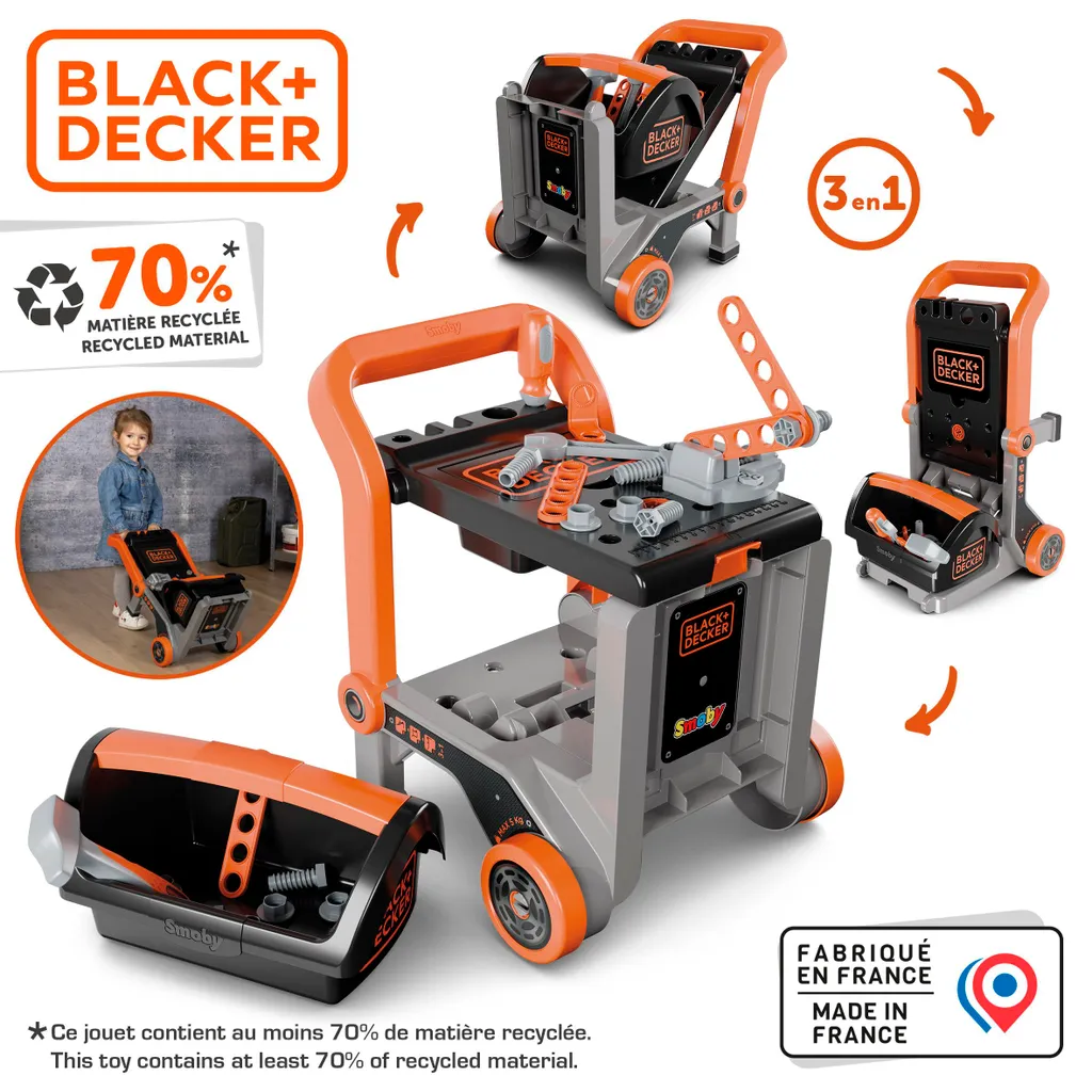 Établi de bricolage enfant Smoby Black & Decker Devil Workmate 3 en 1