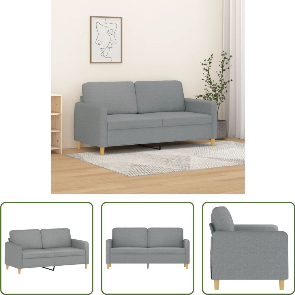 The Living Store 2-Sitzer-Sofa Hellgrau 140 cm Stoff