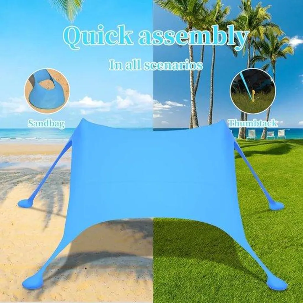 Parasol Stable Anti-Vent 2,1m en Élasthanne Bloque 98% des UV Danger Solaire