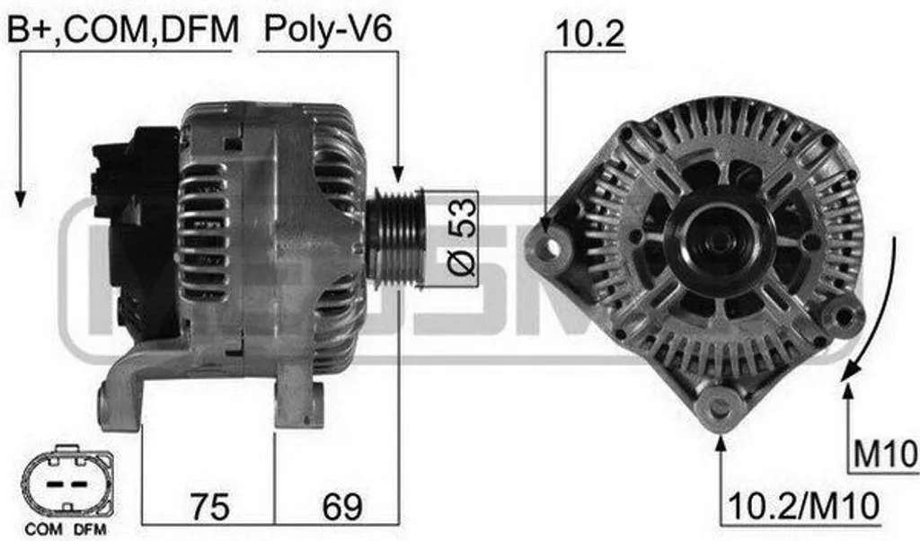 Générateur de charge ERA 210495A 14V pour Série 3 E90 / Série 5 E60