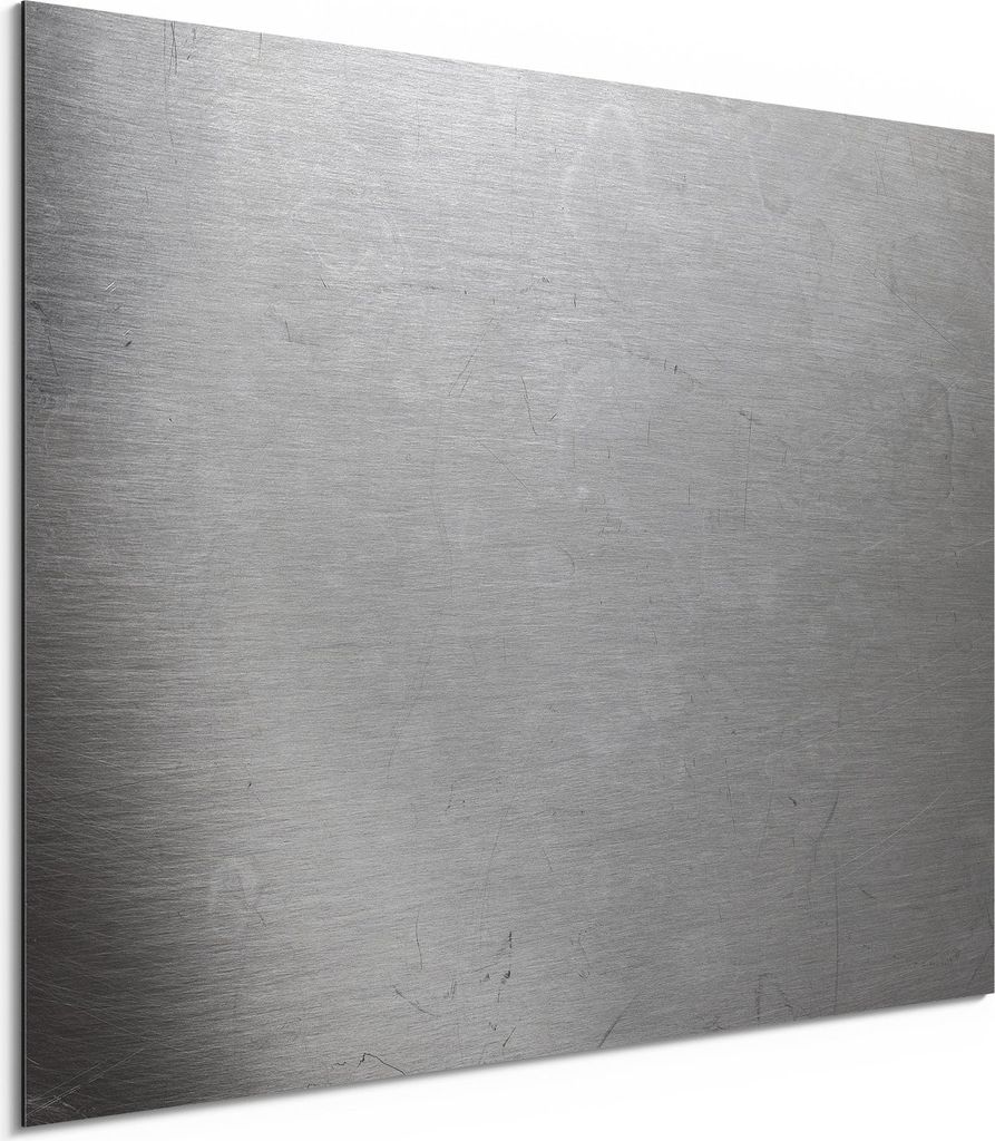 DEQORI Alu-Dibond Bild Weiß 80x60 cm 'Industrielle Stahloptik' Wandbild Metall dünn