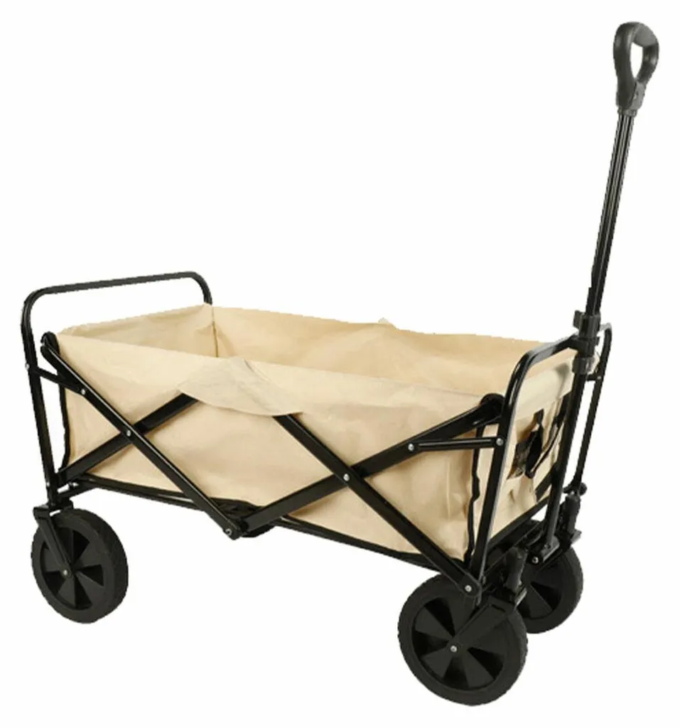 Chariot Robuste 150kg Pliable en Acier avec Roues Tout-Terrain Beige