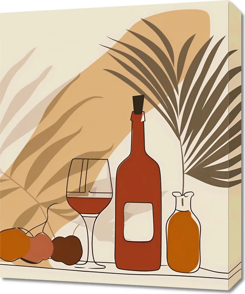 Quadro 50x60 cm Vino alle Palme | Stampa Canvas per Arredo Rustico