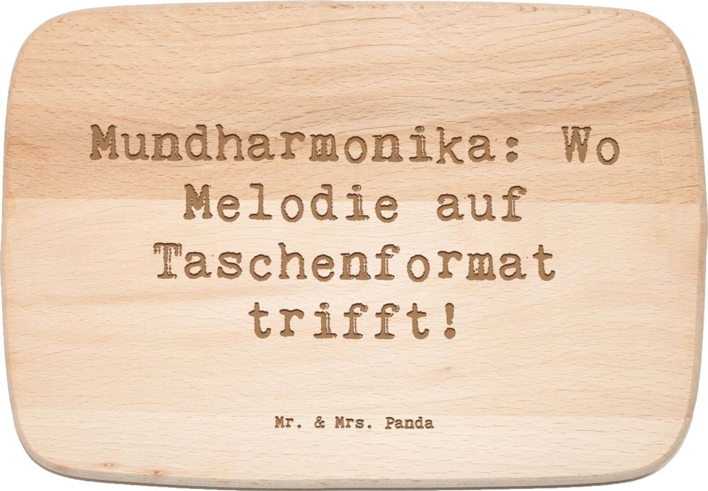 Mr. & Mrs. Panda Holzbrett Spruch Mundharmonika Freude - Transparent - Geschenk, Frühstücksbrettchen, Frühstücksbrett, Lernen, Instrument, pers...