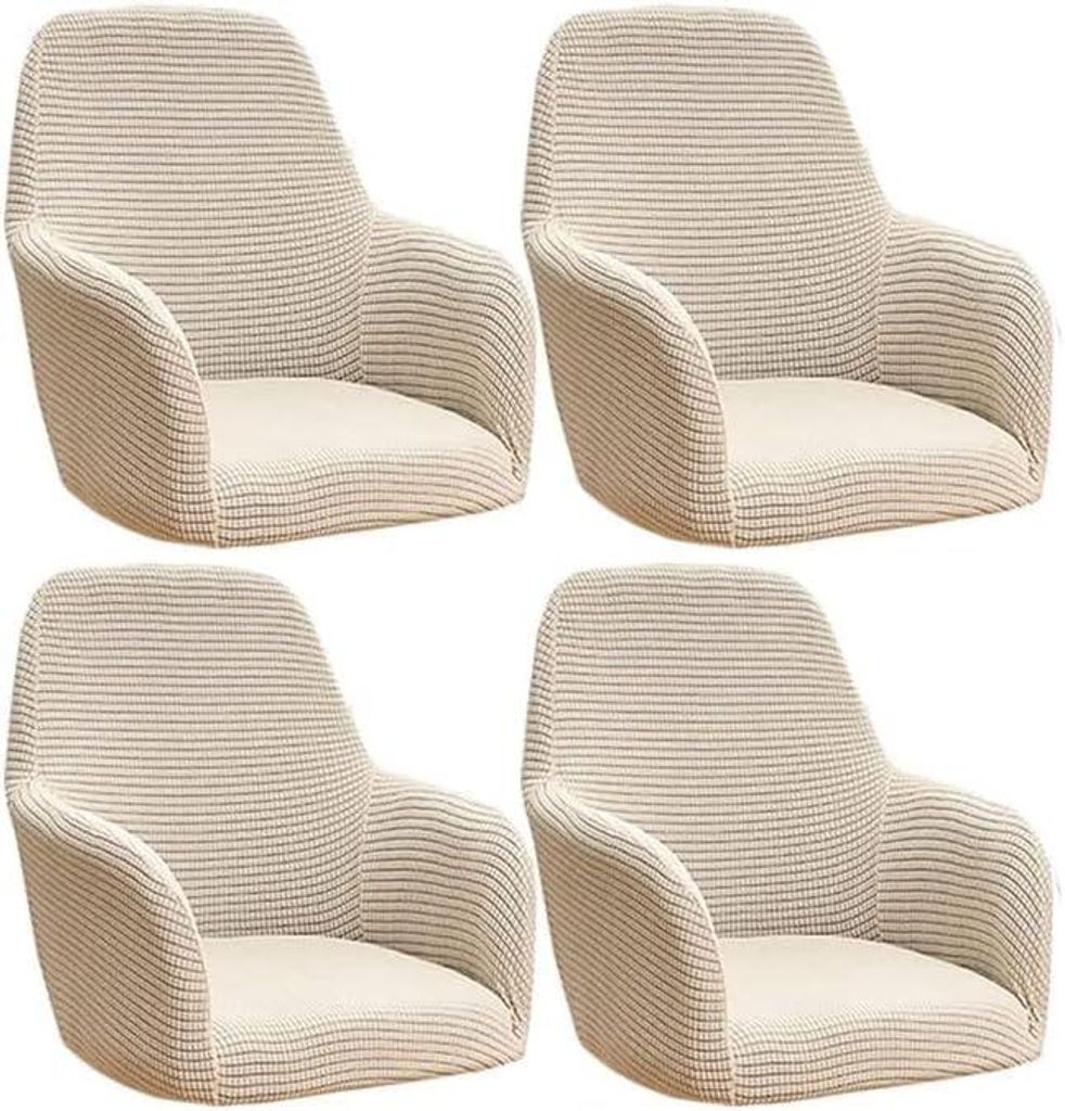 Stretch-Stuhlhussen Set 4er-Pack Jacquard mit Armlehnen
