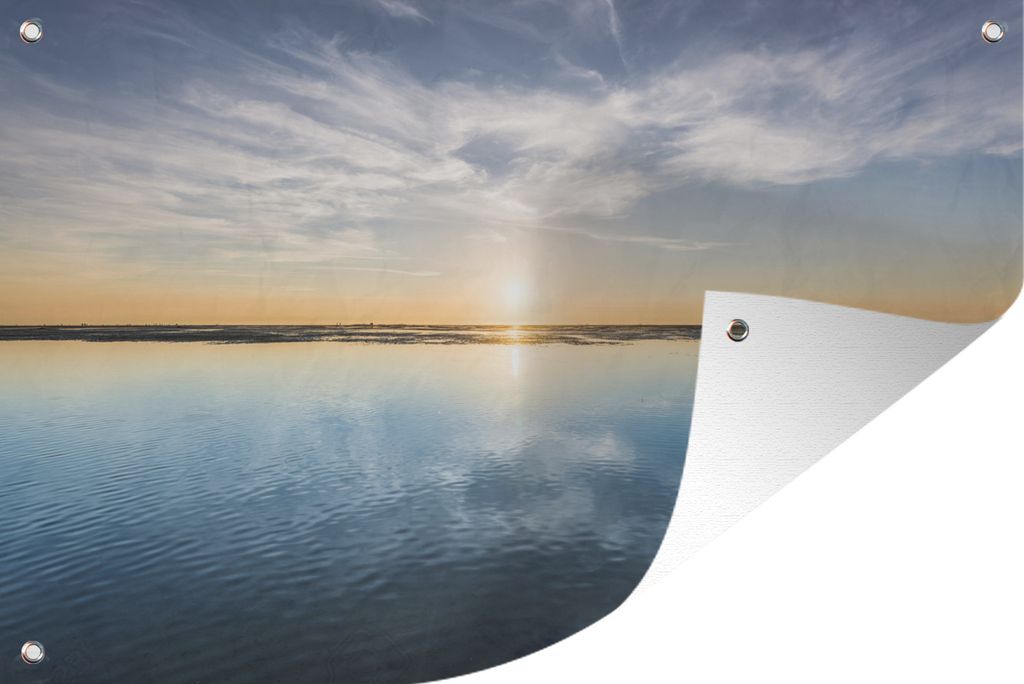 MuchoWow 120x80 cm Outdoor-Poster Gartendeko Sichtschutz Garten Poster für den Garten Watteninseln - Wasser - Sonne