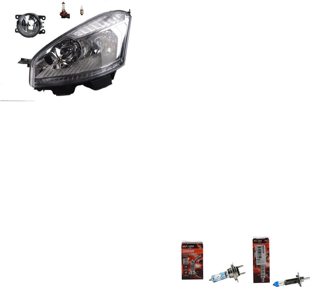 Johns, Scheinwerfer + Osram Night Breaker Laser passend für Citroen C4 Picasso 10-13 L 00006208V1 6208V1 8200074008 6202E1 00006202E1 6710027 0000...
