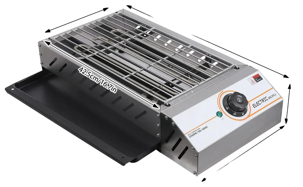 Grill électrique noir haute efficacité avec température réglable - G200