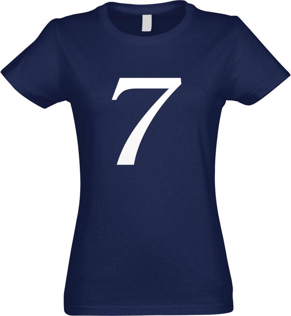 Kiwistar - T-Shirt tailliert - Damen - Navy - Zahl 7 - Zahlen Nummern - mit Motiv Bedruckt - Funshirt Design - Sport - Freizeit - Damen - XXL