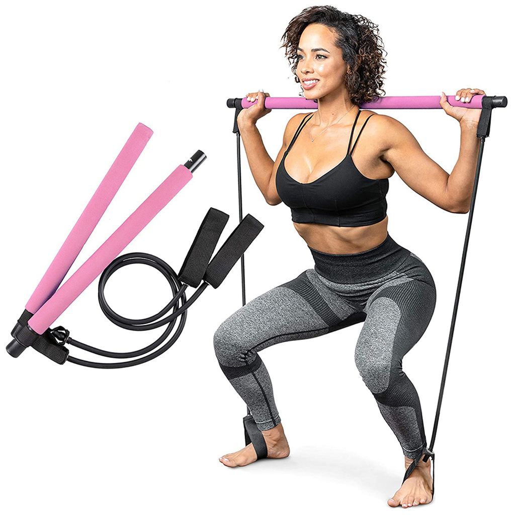 Pilates Bar Kit mit Widerstandsband, für Hause Ganzkörpertraining