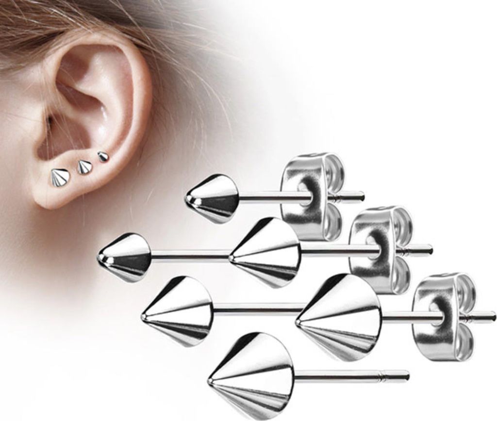 Ohrstecker Spikes Ohrringe Edelstahl Silber 5 mm Produktbild 