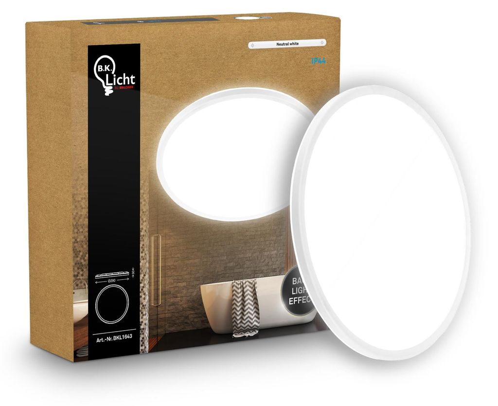 B.K.Licht - LED Deckenlampe mit indirektem Licht, Flach, Produktbild 