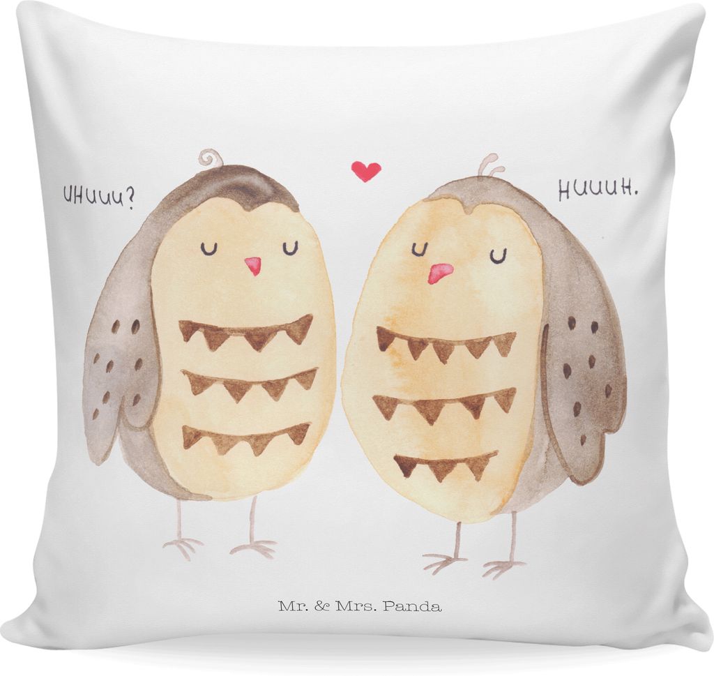 Mr. & Mrs. Panda Kopfkissen 40x40 Eulen Liebe - Weiß - Produktbild 