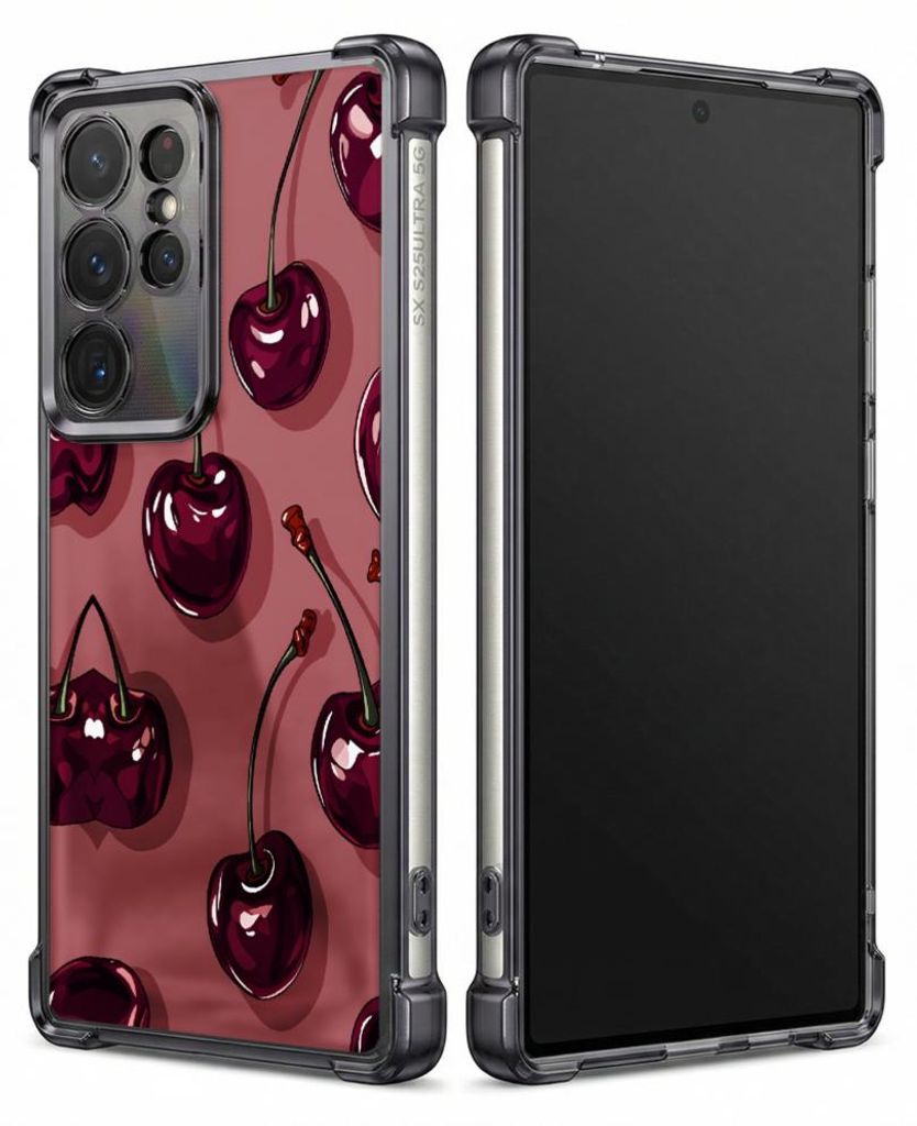 Personalisierte Hülle mit Bild für Samsung Galaxy S24 FE Elektroplattiert TPU Stoßdämpfer Handyhülle mit Hülle mit Kirschmuster