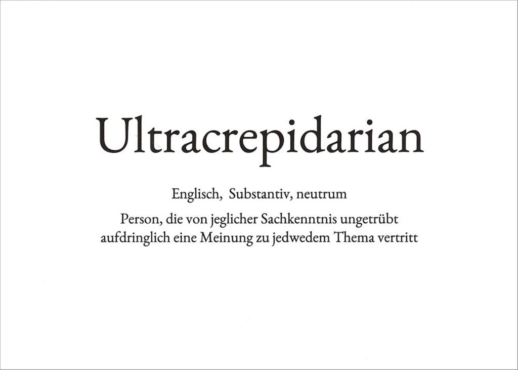 Wortschatz-Postkarte "Ultracrepidarian"
