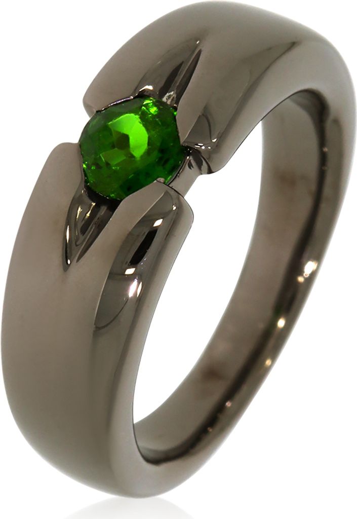 CBR11449, CBR11449, CBR11449 Ring mit 5 mm Chromdiopsid ca. 0,50 ct. Black Rhodium XEN
