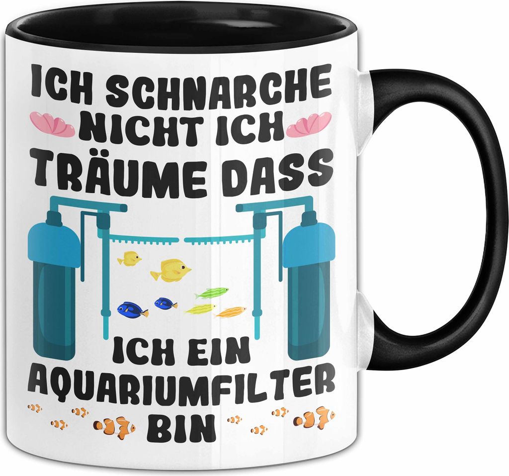 Aquarist Tasse Geschenki Aquarium Geschenkidee Fische Fisch Becken Becher (Schwarz)