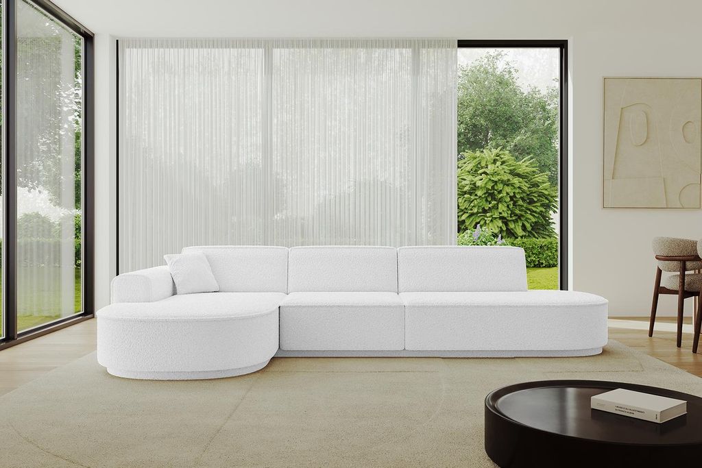 ALTDECOR Ecksofa in L-Form MARI-L2-v3 - 328x171x83 cm Weiß - Corner Sofa Bett Eckcouch Couch Wohnlandschaft Cauchsofa