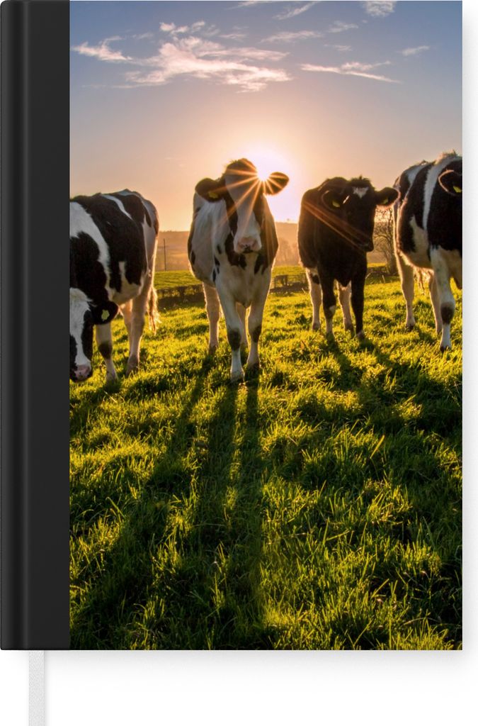 MuchoWow Notizbuch Tagebuch Haushaltsbuch Notebook A5 Kühe - Sonne - Gras - Tiere - Bauernhof - Notizblock - Notizheft - Notebook - Schreibblock...