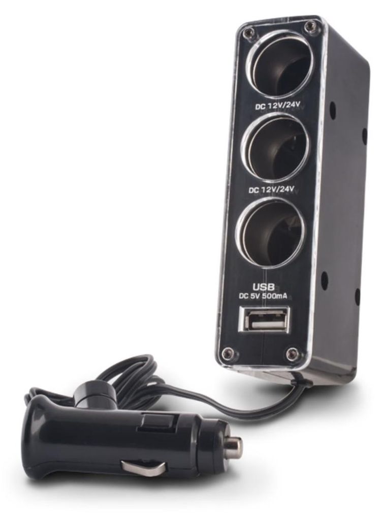 rozgałęźnik gniazda 3 w 1 z kablem USB czarny 0.5A do Zdjęcie produktu 